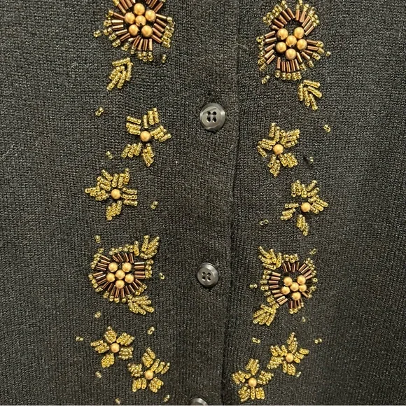 Villager by Liz Claiborne Black Beaded Cardigan, Womens Size XL - Picture 6 of 9